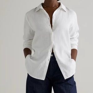 NWT!!  Quince Crisp White 100% European Linen Shirt long sleeve